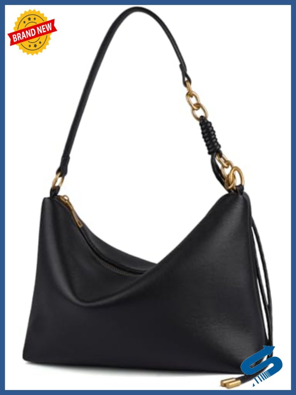 Soft Slouchy Vegan Leather Shoulder Hobo Bag with Crossbody Strap